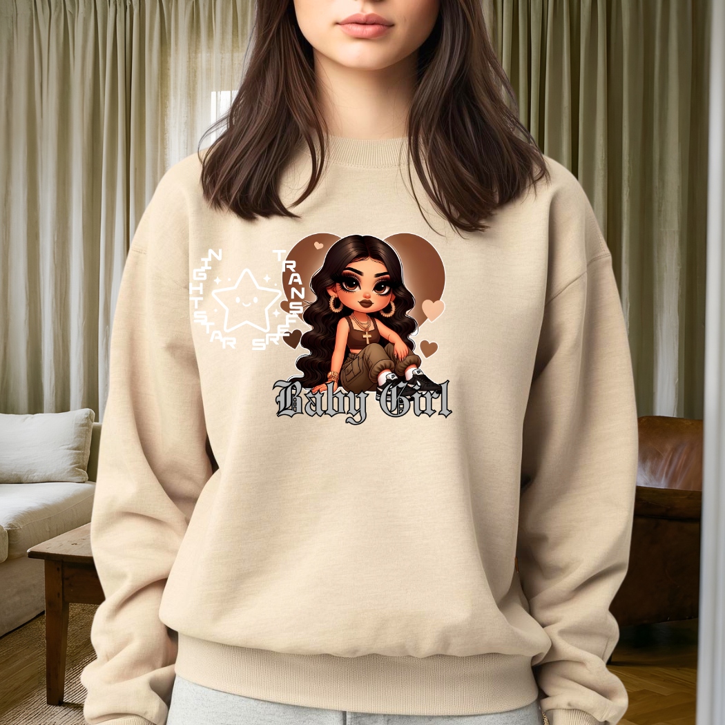 Baby Girl Hispanic Oldie Transfer, Ready to Press